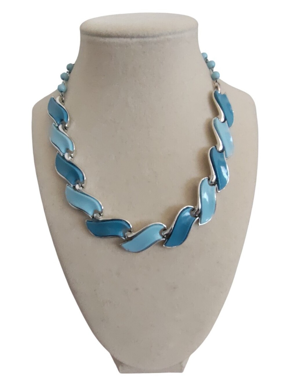 Vintage Coro Blue Enamel Link Necklace